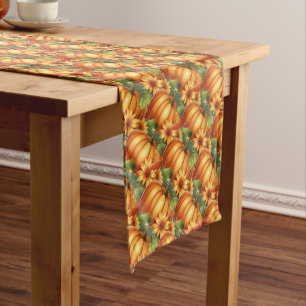 Autumn Pumpkin Floral Thanksgiving Table Runner