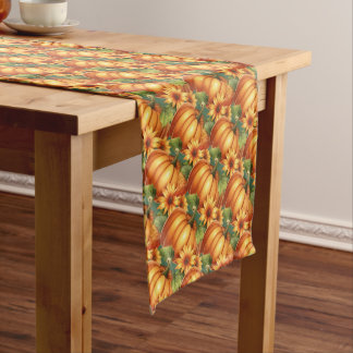 Autumn Pumpkin Floral Thanksgiving Table Runner