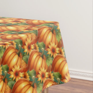 Autumn Pumpkin Floral Thanksgiving Tablecloth