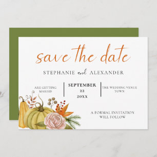 Autumn Pumpkin Floral Wedding QR Code Save The Date