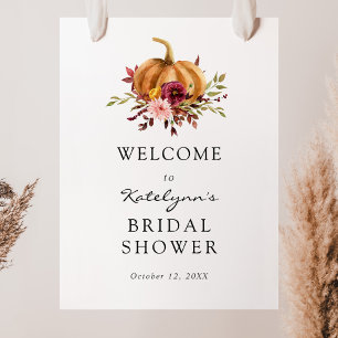 Autumn Pumpkin Florals Bridal Shower Welcome Sign