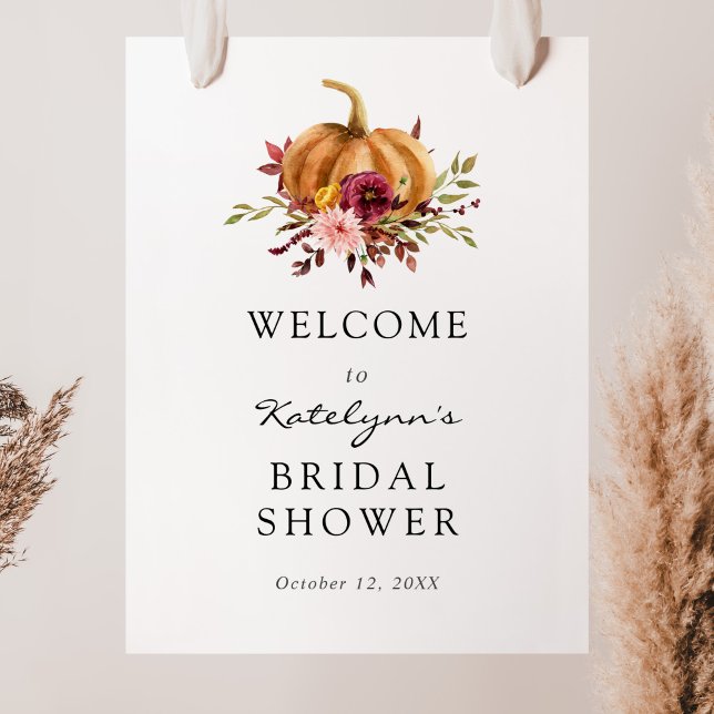 Autumn Pumpkin Florals Bridal Shower Welcome Sign (Creator Uploaded)
