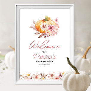 Autumn Pumpkin Girl Baby Shower Welcome Sign