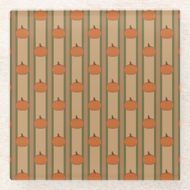 Autumn Pumpkin Glass Coaster (Front)