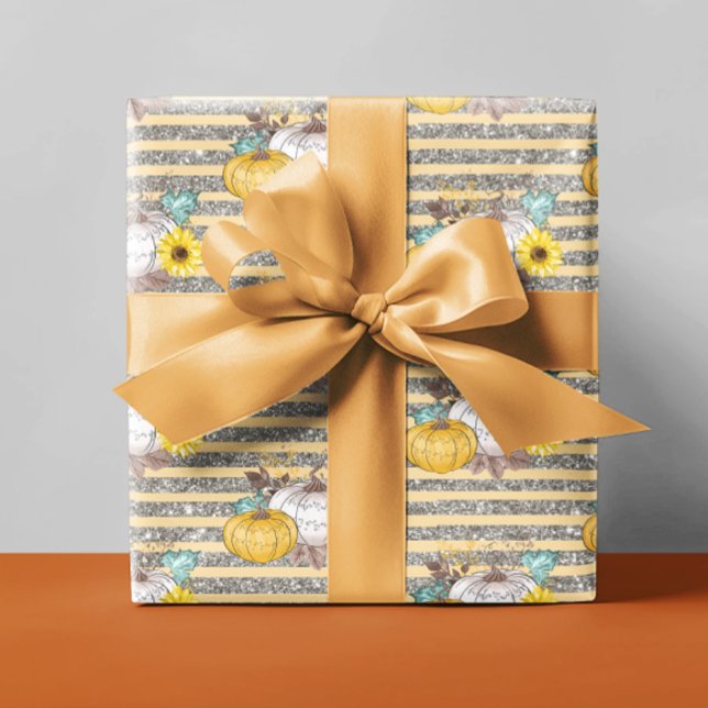 Autumn Pumpkin Glitter Fall Wrapping Paper (Creator Uploaded)