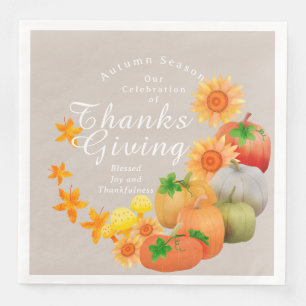 Autumn Pumpkin Grey Napkin