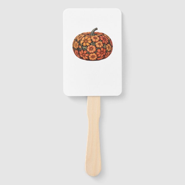 Autumn Pumpkin Halloween Classic T-Shirt.png Hand Fan (Front)