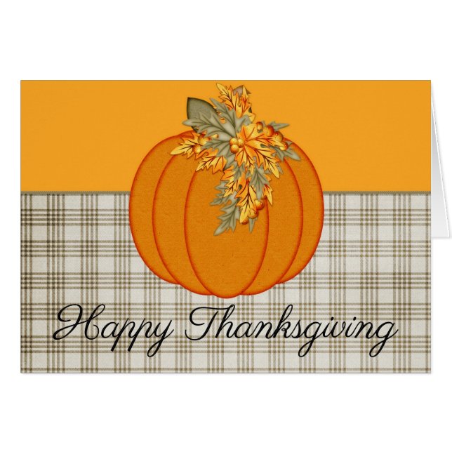 Autumn Pumpkin Happy Thanksgiving Card 1 (Front Horizontal)
