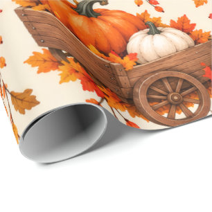 Autumn Pumpkin Harvest Fall Leaves & Vine Wrapping Paper