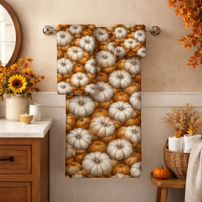 Autumn Pumpkin Harvest Halloween Thanksgiving Bath Towel Set (Creator Uploaded)