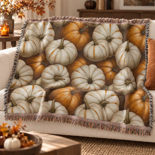 Autumn Pumpkin Harvest Halloween Thanksgiving Throw Blanket