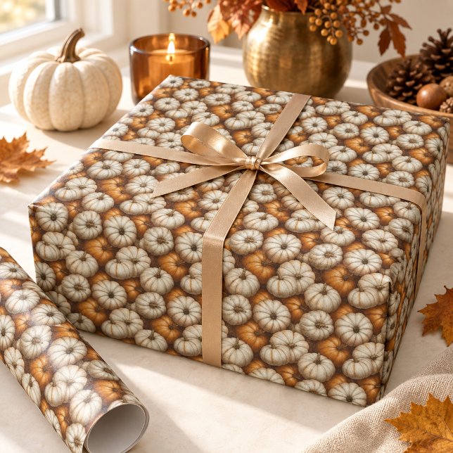 Autumn Pumpkin Harvest Halloween Thanksgiving Wrapping Paper (Creator Uploaded)