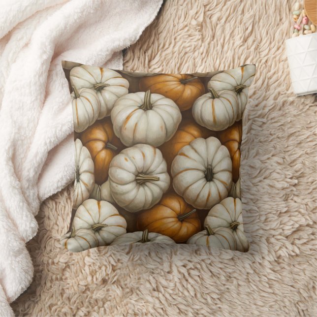 Autumn Pumpkin Harvest Pattern | Rustic Fall  Cushion (Blanket)