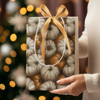 Autumn Pumpkin Harvest Pattern | Rustic Fall  Medium Gift Bag