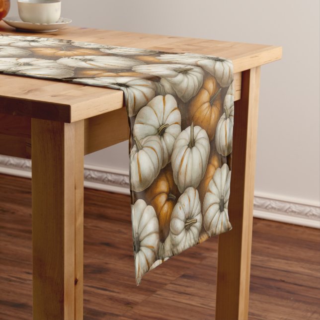 Autumn Pumpkin Harvest Pattern | Rustic Fall  Short Table Runner (In Situ)