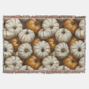 Autumn Pumpkin Harvest Pattern Rustic Fall Throw Blanket