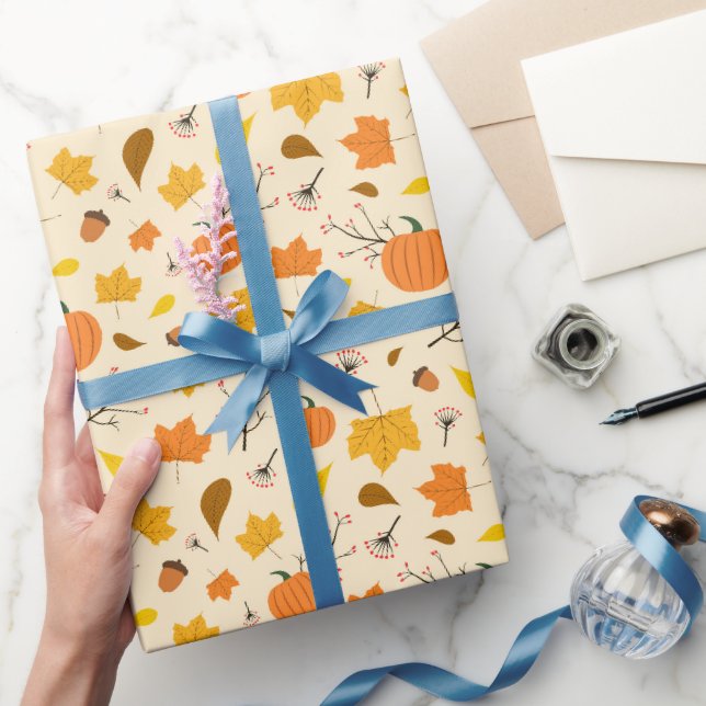 Autumn Pumpkin Harvest Pattern Wrapping Paper (Gifting)