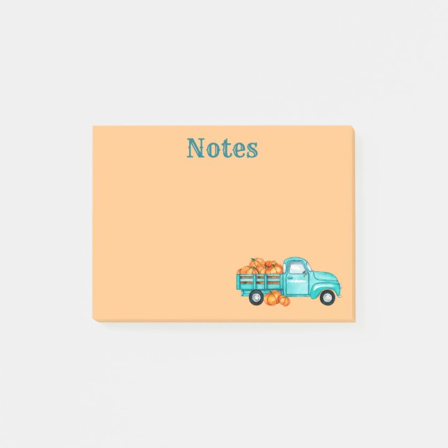 Autumn Pumpkin Harvest Truck Post-It Notes (Front)