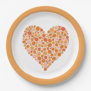 Autumn Pumpkin Heart Fall Leaves Colours October Paper Plate
