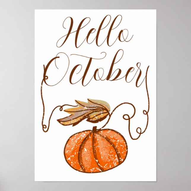 Autumn Pumpkin  Hello October Poster (Front)