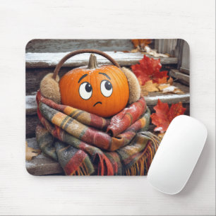 Autumn Pumpkin in a Cosy Scarf Mouse Pad
