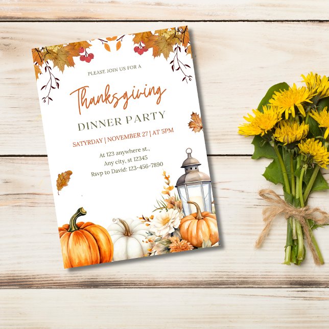 Autumn Pumpkin & Lantern Fall Party Invitation (Creator Uploaded)