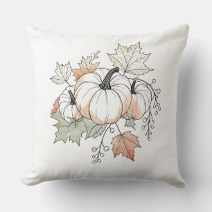Autumn Pumpkin & Leaf Throw Pillow