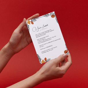 Autumn Pumpkin Leaves Frame Thanksgiving Invitation