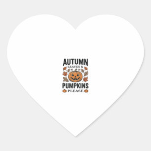 Autumn Pumpkin Leaves Pumpkins Please Vintage_1 Heart Sticker