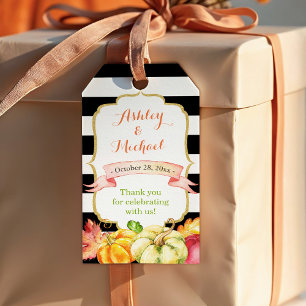 Autumn Pumpkin Maple Leaves Fall Wedding Thank You Gift Tags