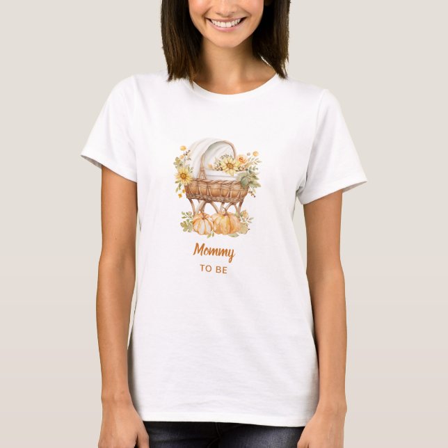 Autumn Pumpkin Neutral Baby Shower T-Shirt (Front)
