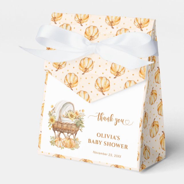 Autumn Pumpkin Neutral Baby Shower Thank You Favour Box (Front Side)