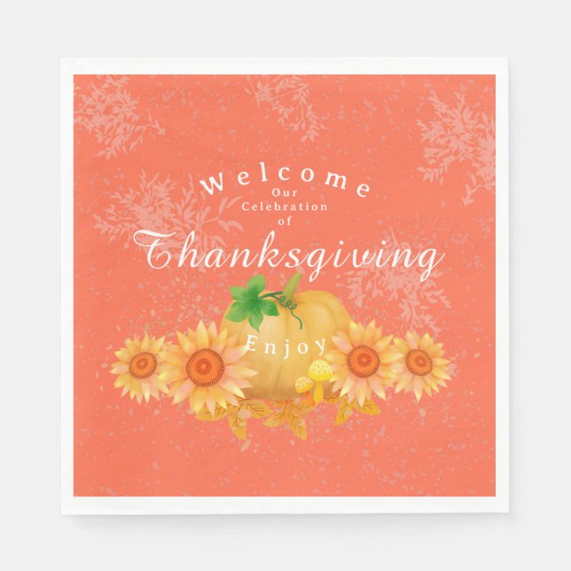 Autumn Pumpkin Orange Napkin (Front)