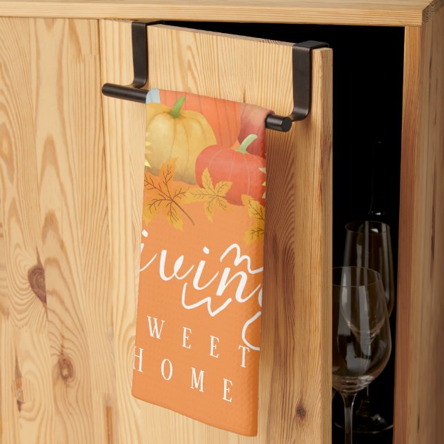 Autumn Pumpkin  Orange Tea Towel (Thirds Fold)