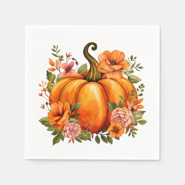 Autumn Pumpkin Paper Napkins  (Front)