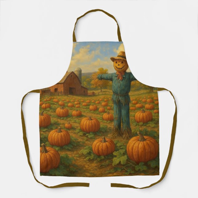 autumn pumpkin patch & scarewcrow apron (Front)