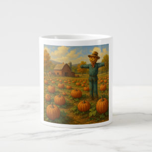 autumn pumpkin patch & scarewcrow large coffee mug