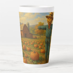 autumn pumpkin patch & scarewcrow latte mug