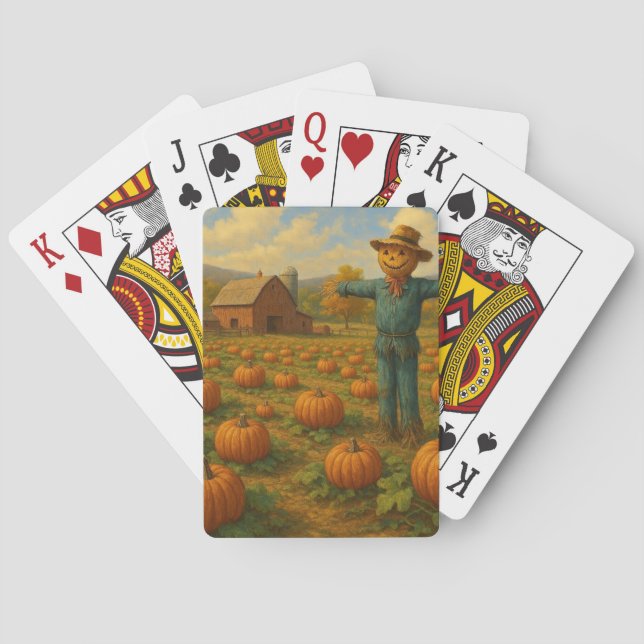 autumn pumpkin patch & scarewcrow playing cards (Back)