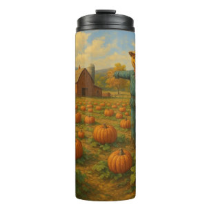 autumn pumpkin patch & scarewcrow thermal tumbler