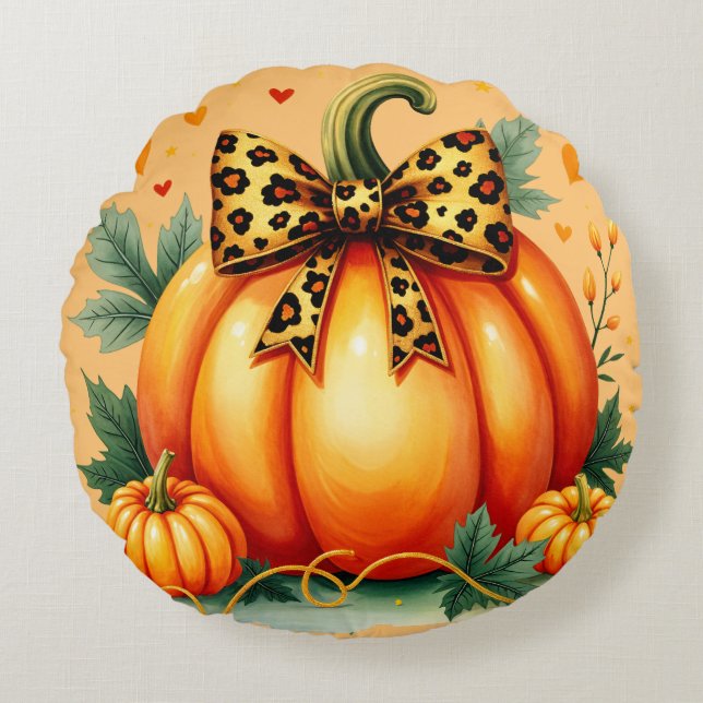 Autumn Pumpkin  Round Cushion (Front)