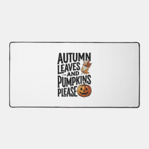 Autumn Pumpkin Shirt With Leaves And Halloween Vib Desk Mat