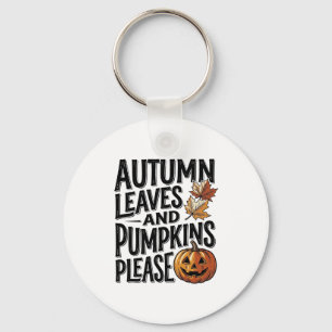 Autumn Pumpkin Shirt With Leaves And Halloween Vib Key Ring