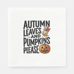 Autumn Pumpkin Shirt With Leaves And Halloween Vib Napkin