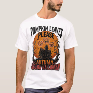 Autumn Pumpkin Shirt With Vintage Spooky Fall Leav
