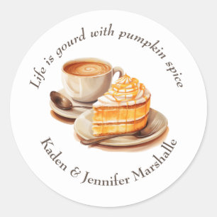 Autumn Pumpkin Spice and Slice Classic Round Sticker