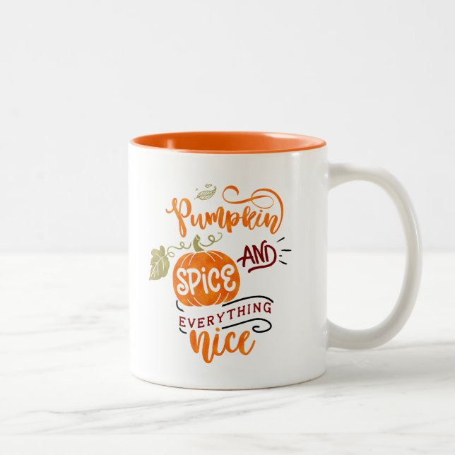 Autumn - Pumpkin Spice & Everything Nice Two-Tone Coffee Mug (Right)