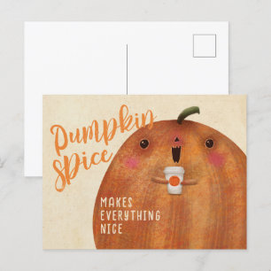 Autumn Pumpkin Spice Latte Halloween Fall Postcard
