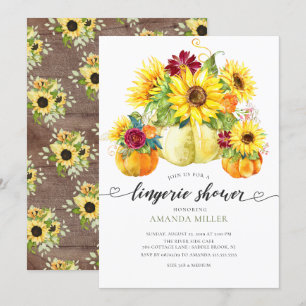 Autumn Pumpkin Sunflower Bridal Lingerie Shower Invitation
