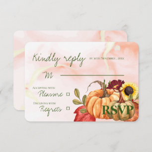 Autumn Pumpkin Sunflower Cute Fall Wedding RSVP Card